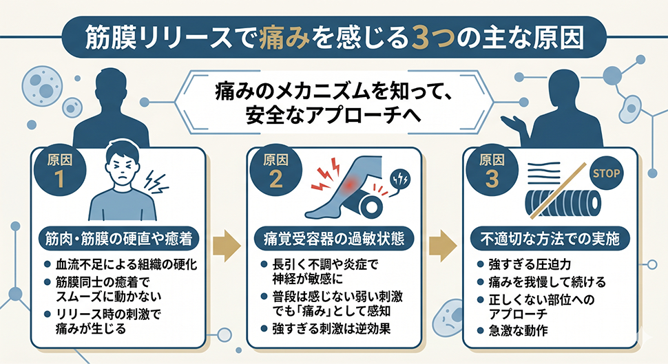 筋膜リリースで痛みを感じる3つの主な原因